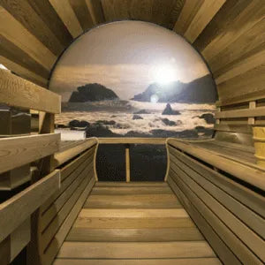 Panoramic View Cedar Barrel Saunas