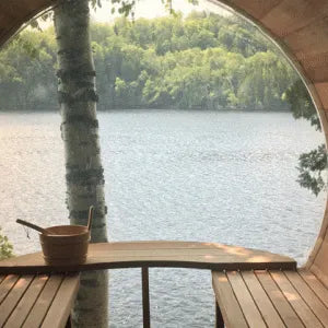Panoramic View Cedar Barrel Saunas