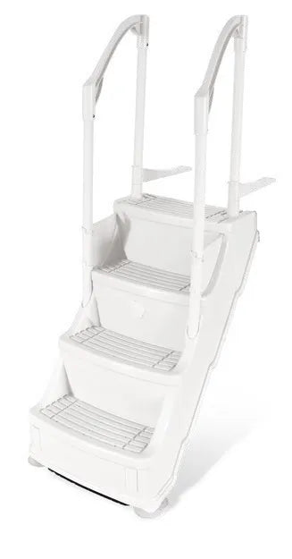 Image 1 du produit Marche | Olympic | Marches blanches pour piscine hors-terre avec deux rampes, hauteur pour mur de 48-54 po (122cm - 137cm)