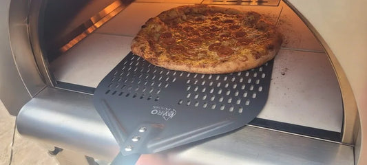 Pyro Kitchen 13" Perforated Aluminum Pizza Peel And Rocker Cutter - Image 2