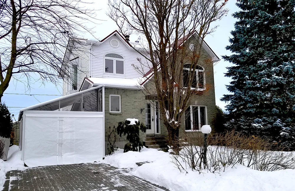 Abri d'auto CarPORT blanc avec rideaux